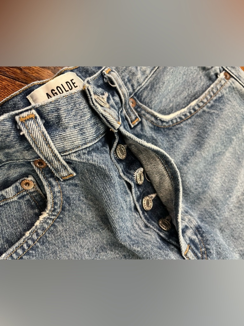 Agolde Parker Long Denim Shorts - Picture 5 of 8